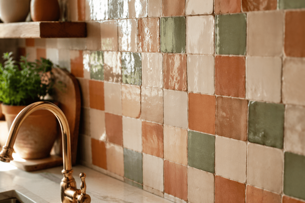 bold zellige tile backsplash kitchen 2026 trend
