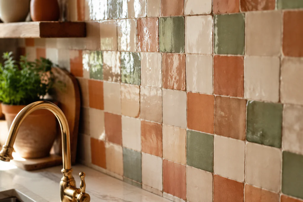 bold zellige tile backsplash kitchen 2026 trend
