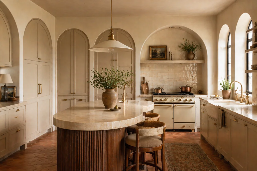  curved arched kitchen design elements 2026 trend