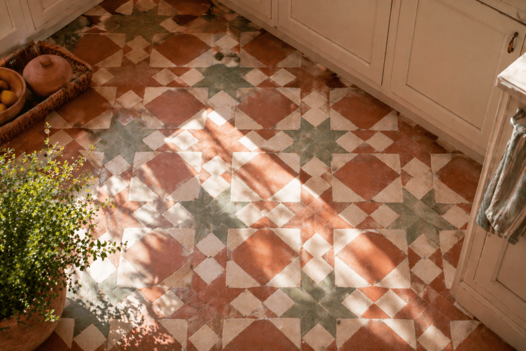 bold kitchen flooring 2026 trend encaustic tile