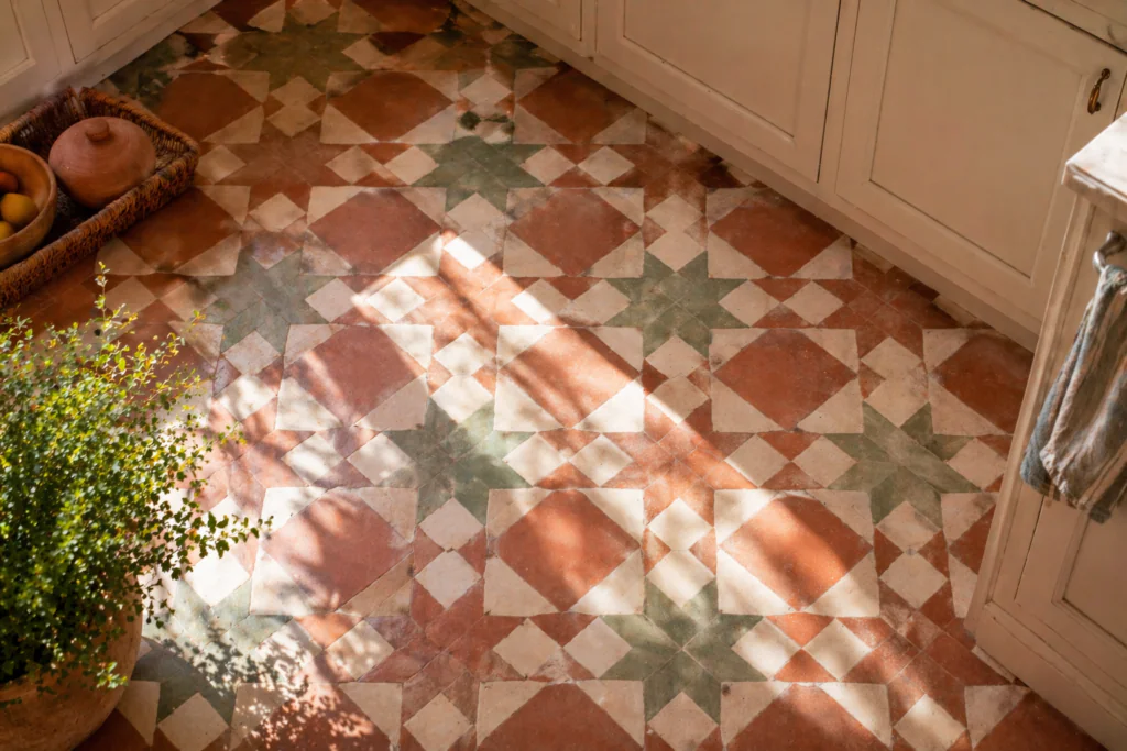 bold kitchen flooring 2026 trend encaustic tile