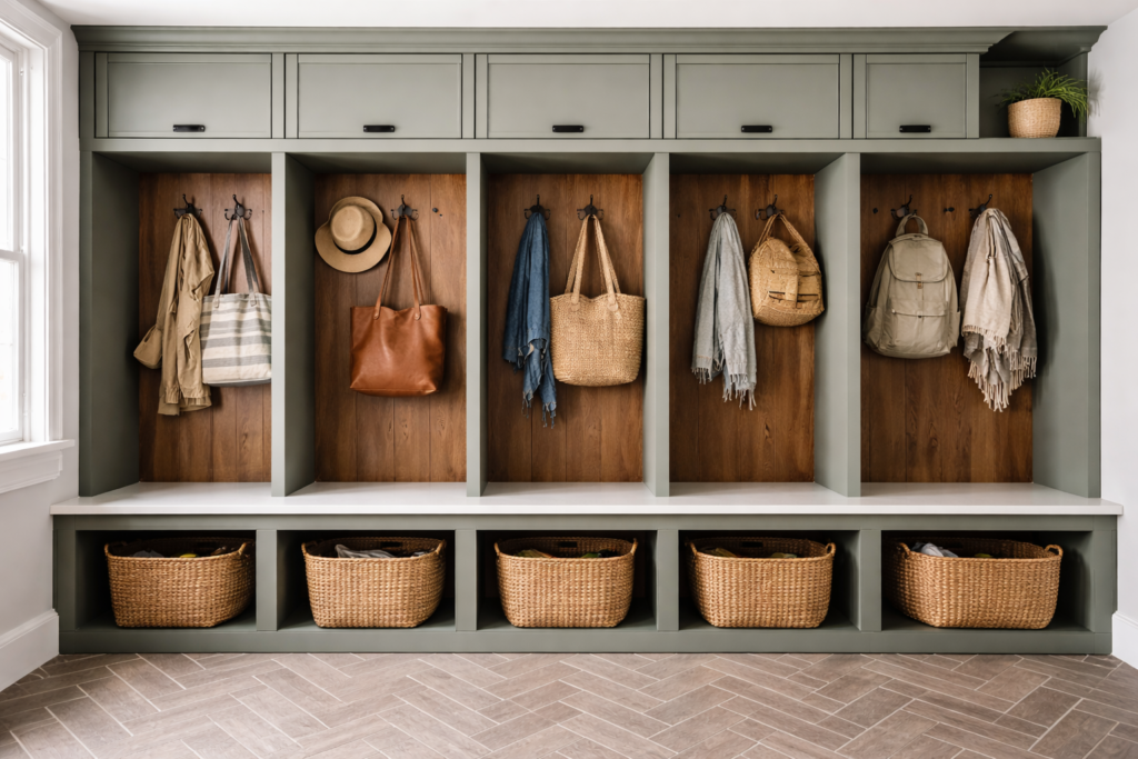 Pewter Green Mudroom Ideas 