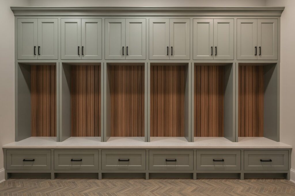 Pewter Green Mudroom Ideas 