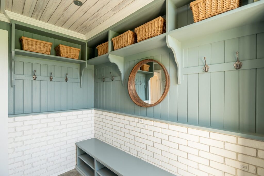 Pewter Green Mudroom Ideas 