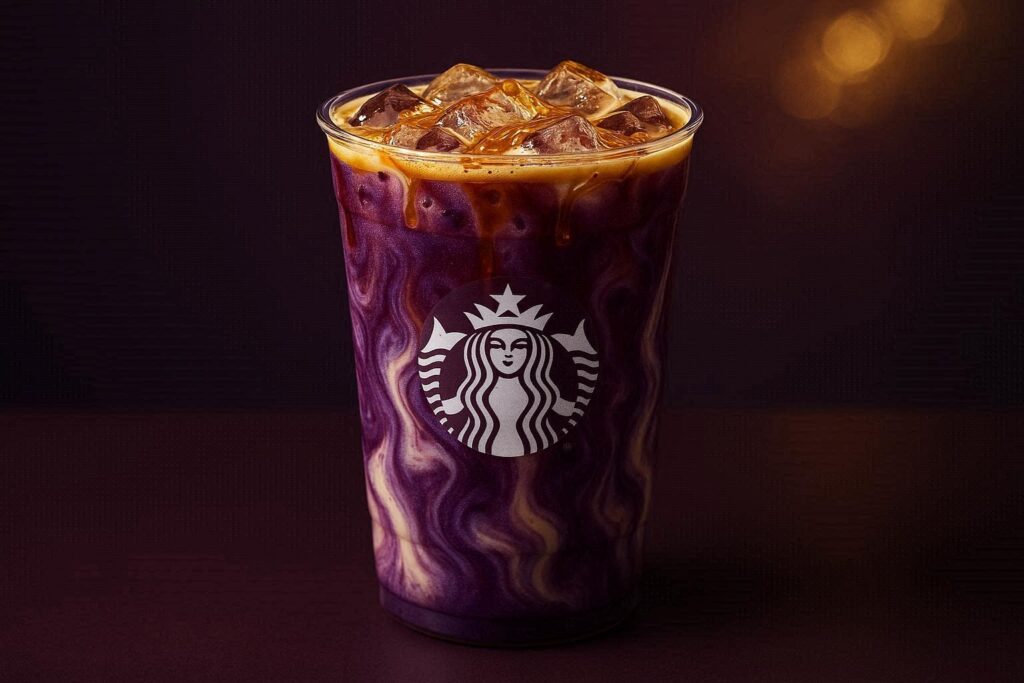 Starbucks Summer Drinks 2026 Purple Grape Honey Oat Milk Latte deep purple aesthetic drink