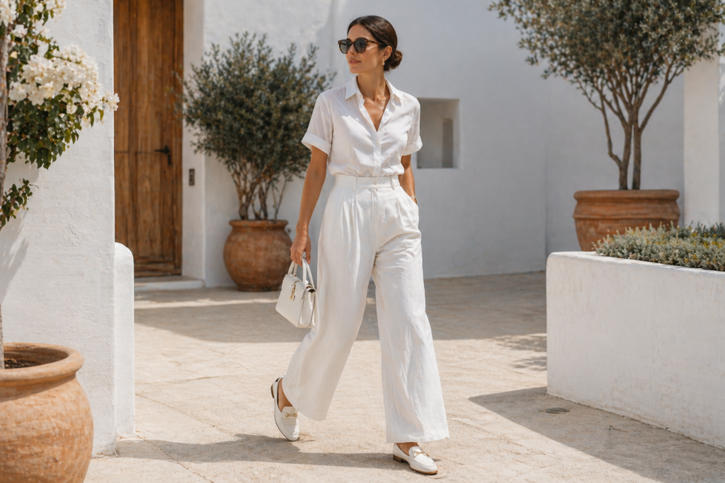 summer outfits for women - all white summer monochromatic outfit clean aesthetic