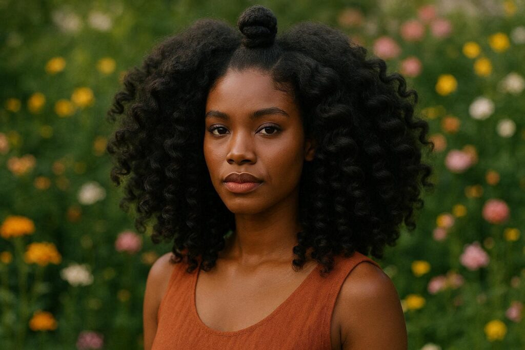 Jumbo Bantu knot out with large spiral curls and voluminous natural texture