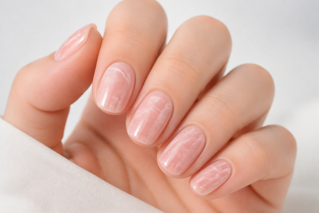 blush pink marble nails minimalist spring 2026 pastel nail designs inspo