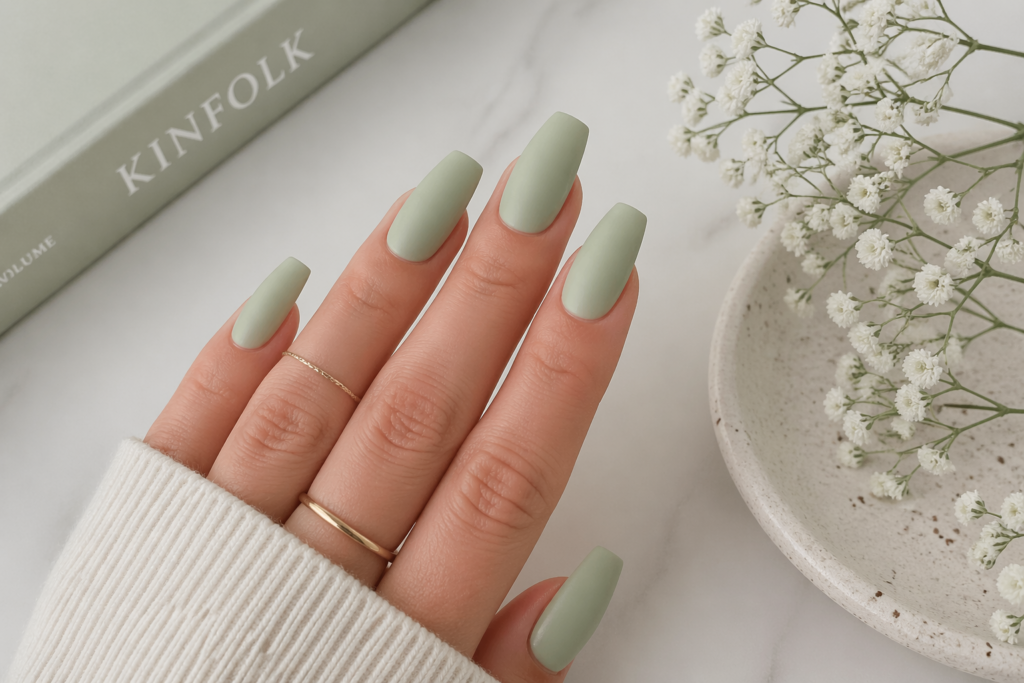 pistachio green matte coffin nails modern minimalist spring 2026 pastel designs inspo