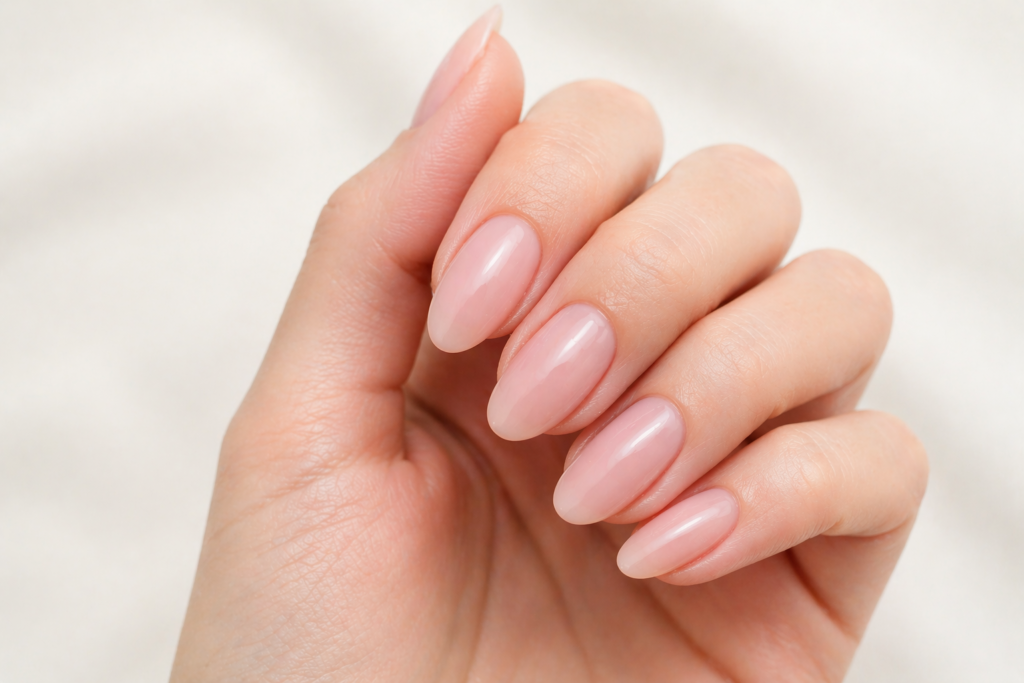 barely there nude pink almond nails minimalist spring 2026 pastel designs inspo