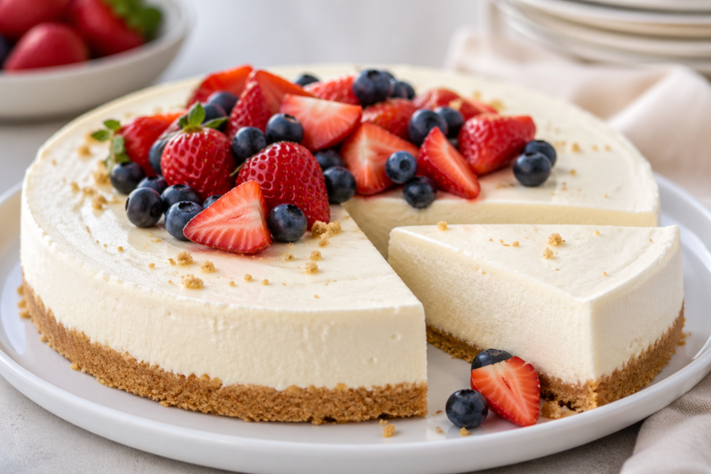  classic no bake vanilla cheesecake recipe 2026 with fresh berry topping