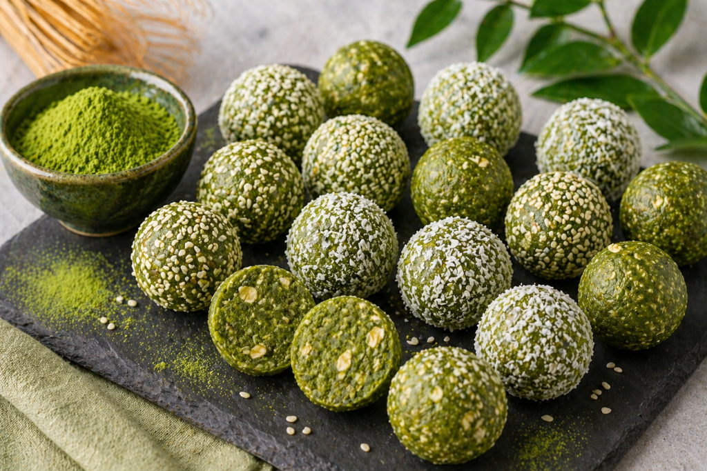 no bake matcha green tea energy bites recipe 2026 healthy dessert trend