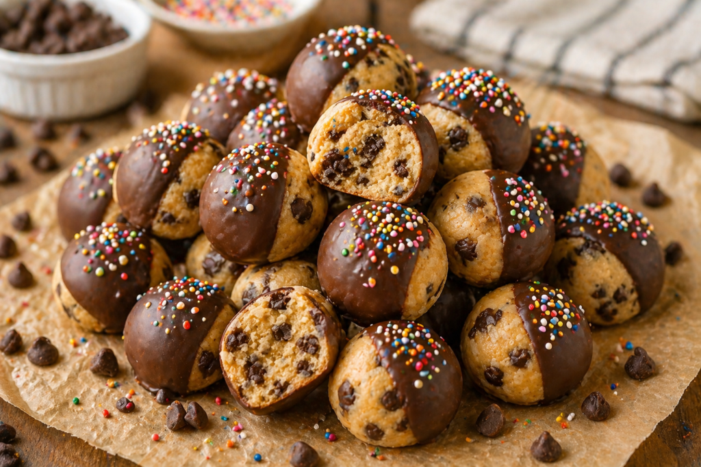 no bake safe-to-eat cookie dough bites recipe 2026 chocolate dipped