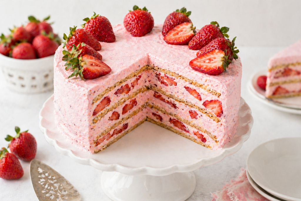 no bake strawberry graham cracker icebox cake recipe 2026 summer dessert
