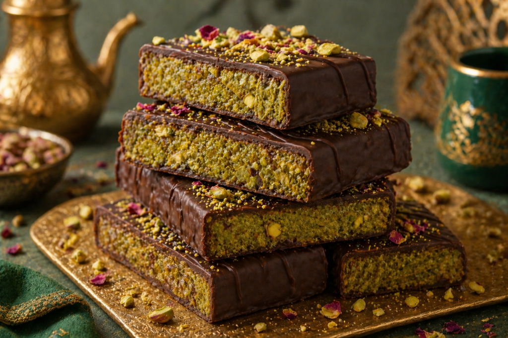 no bake pistachio kunafa bars recipe 2026 viral dessert trend
