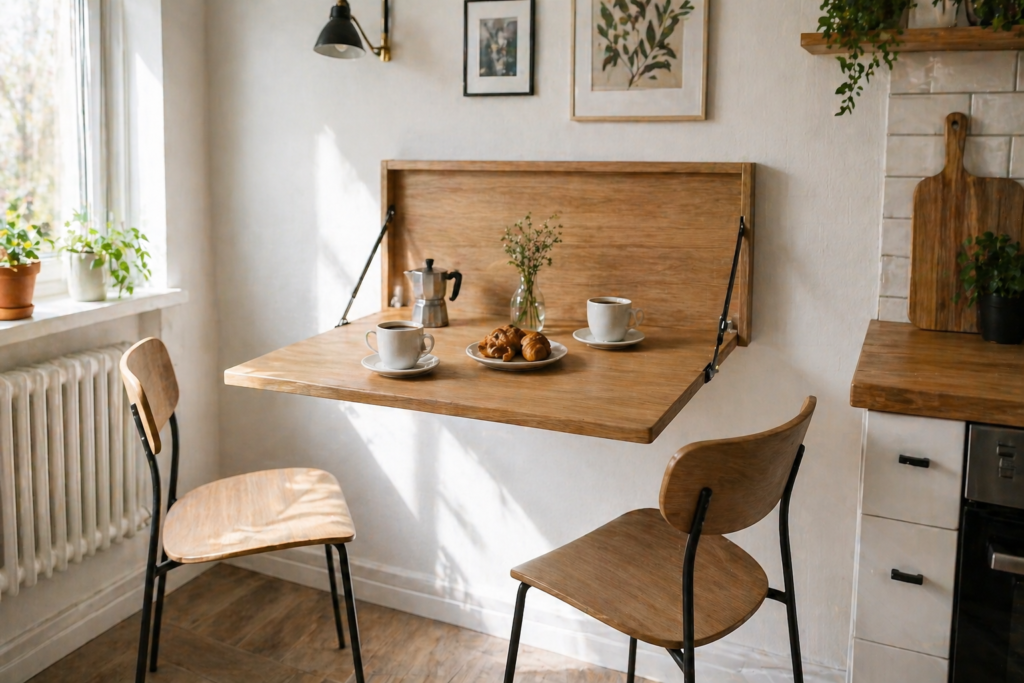 Fold down table small kitchen ideas 2026 space saving dining