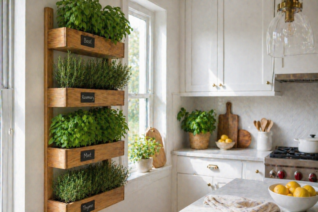 Indoor herb garden small kitchen ideas 2026 vertical wall