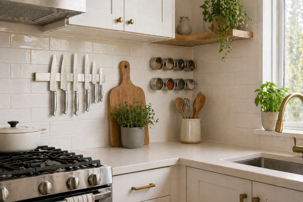 Magnetic knife rack small kitchen ideas 2026 wall storage