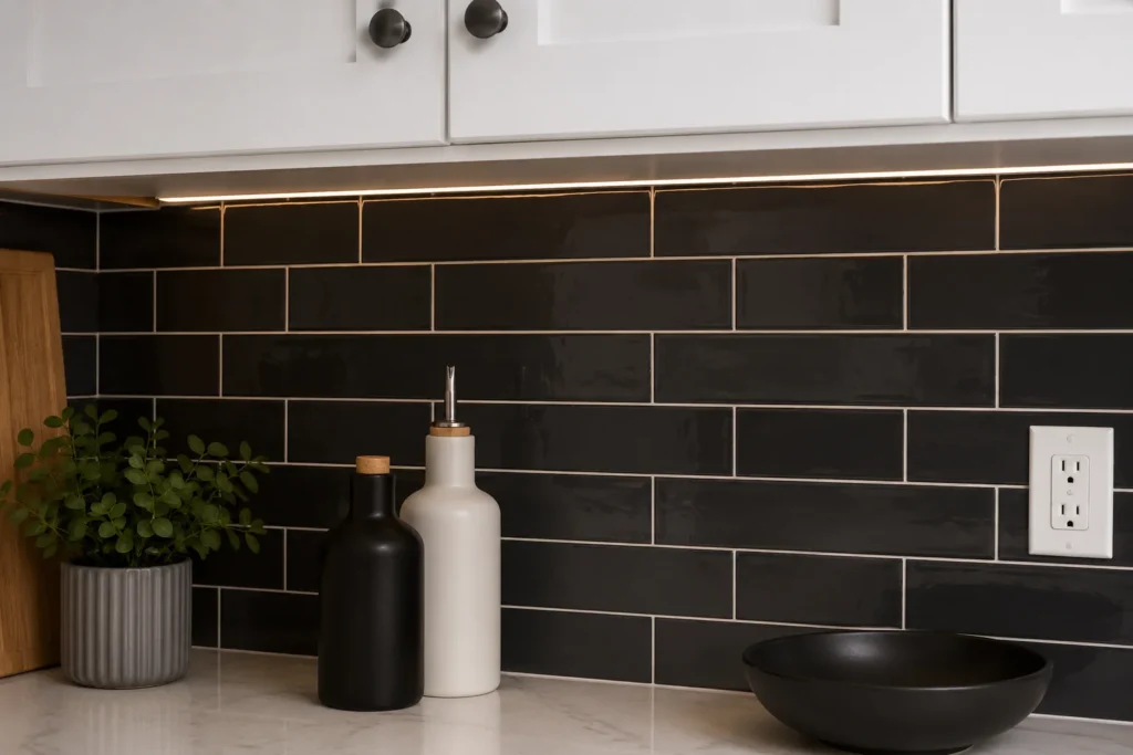 peel-and-stick backsplash in rental kitchen — renter-friendly kitchen backsplash that looks expensive