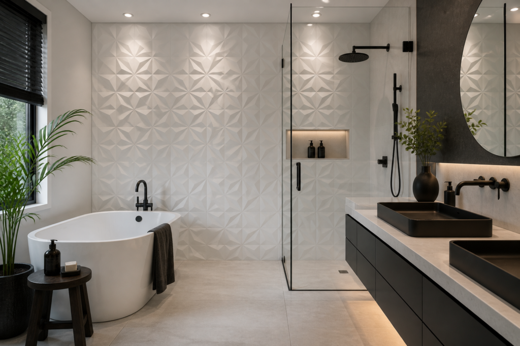 3D decorative wall panels bathroom wall decor ideas modern luxury bathroom 2026