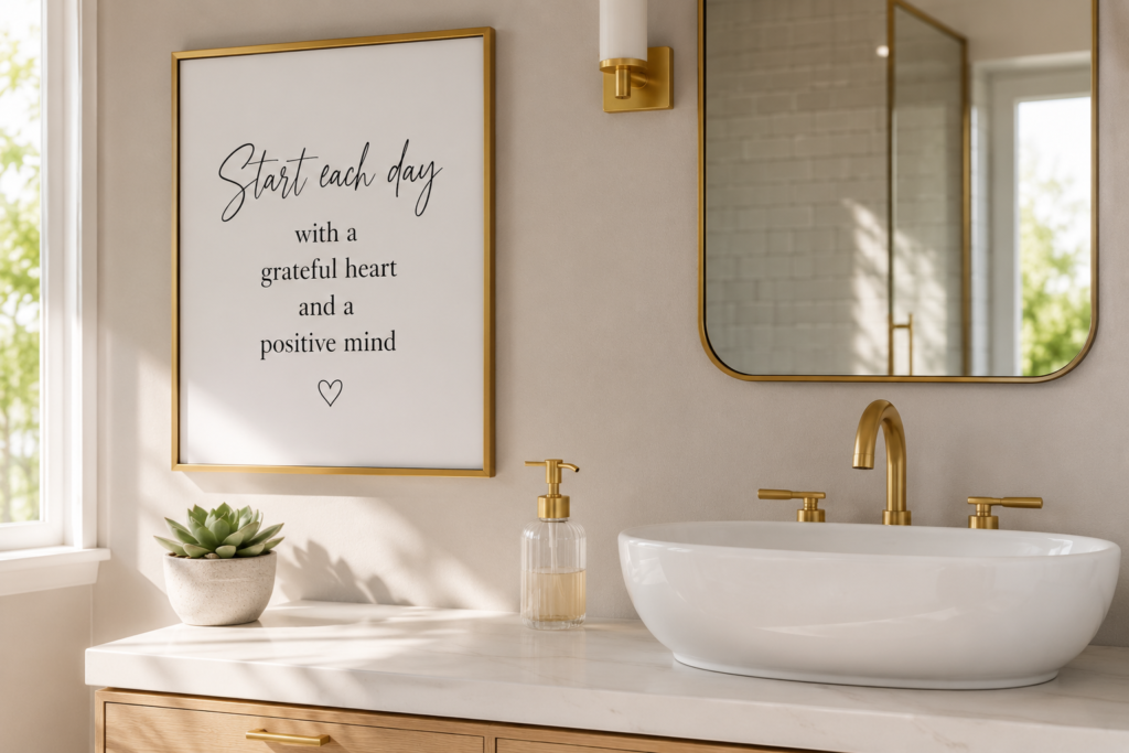  inspirational quote wall art bathroom wall decor ideas minimalist modern bathroom 2026