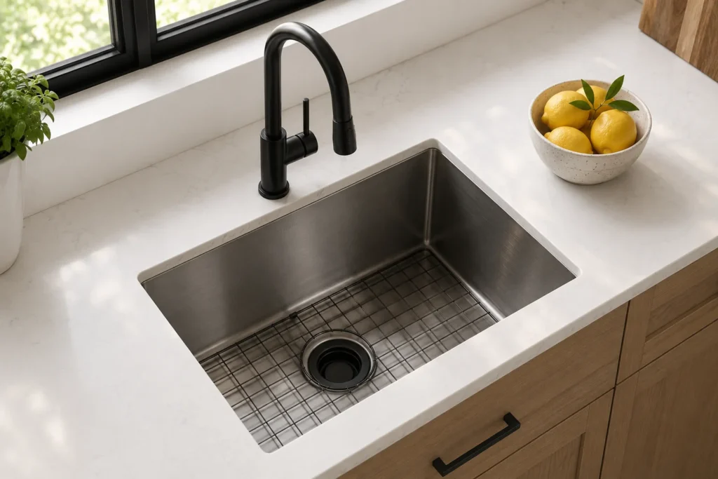 kitchen sink upgrade budget kitchen makeover 2026 stainless deep single basin