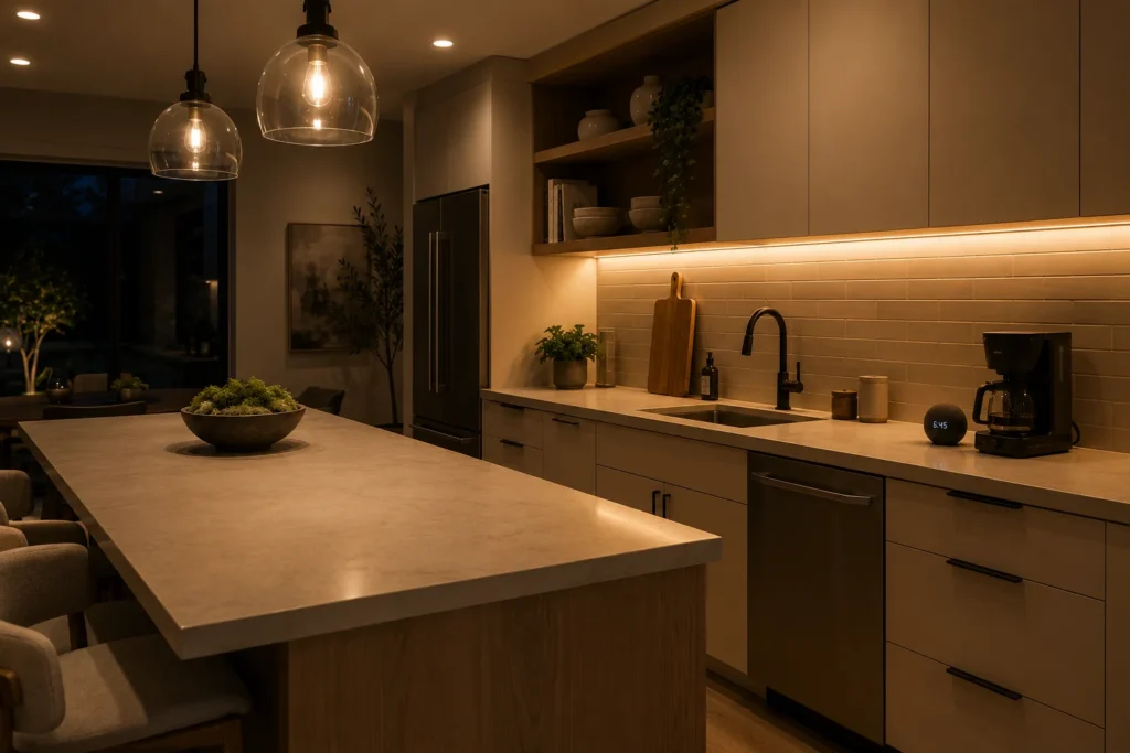 smart kitchen lighting budget kitchen makeover 2026 Alexa Google Home LED upgrade