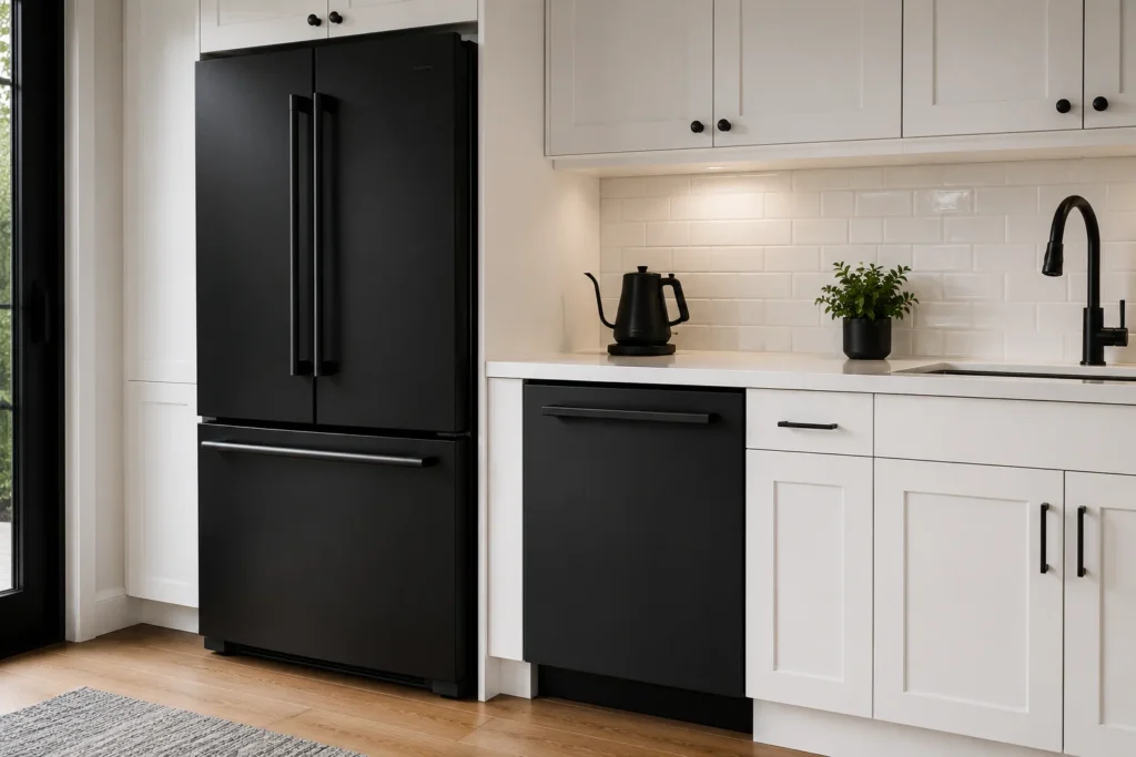 appliance paint refresh matte black budget kitchen makeover 2026 DIY appliance update