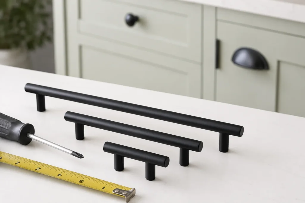 matte black cabinet hardware pulls for budget kitchen makeover 2026