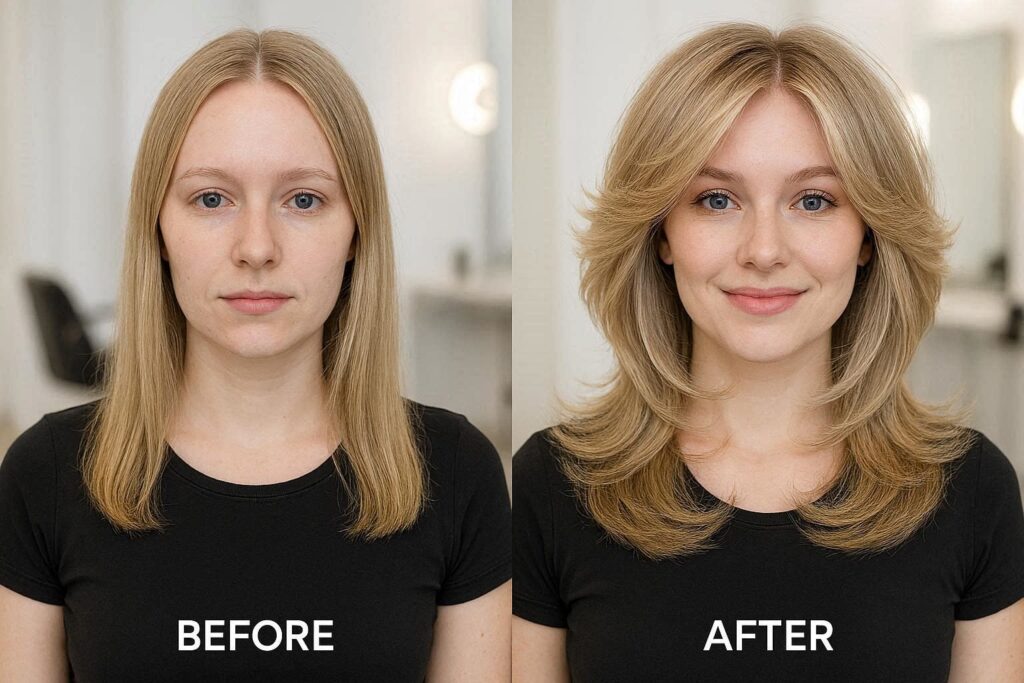 butterfly haircut for fine hair 2026 — volumizing feathered layers for thin hair transformation
