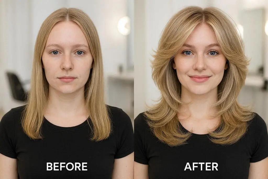 butterfly haircut for fine hair 2026 — volumizing feathered layers for thin hair transformation
