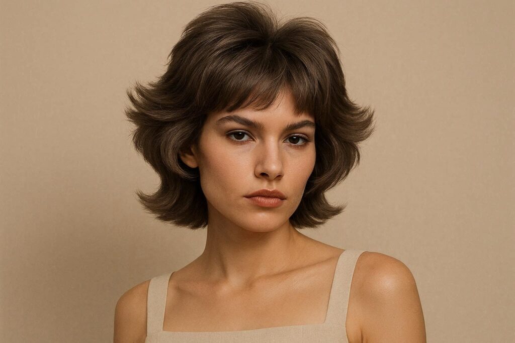 mini butterfly haircut above shoulders 2026 — short bold feathered layers for daring summer style