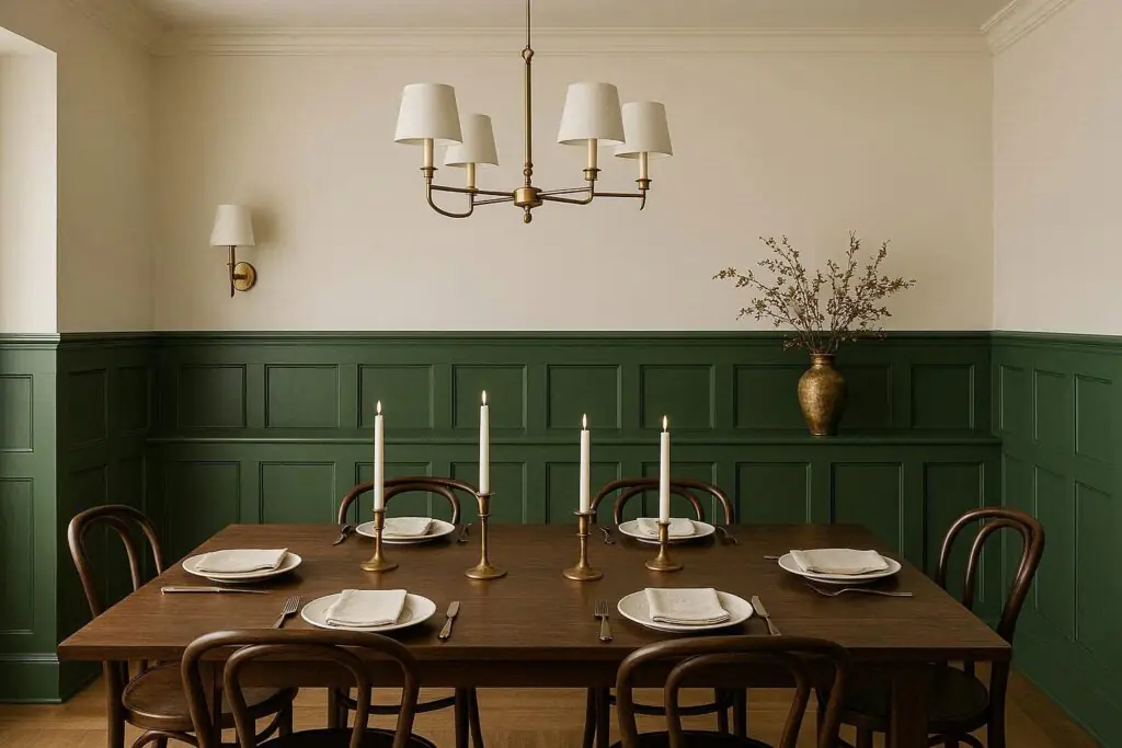 dining room wall decor ideas wainscoting board and batten green panels elegant dining room