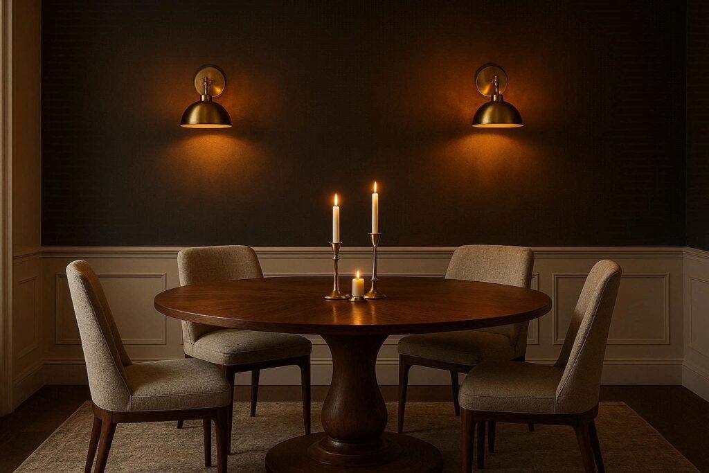 wall sconces dining room wall decor ideas with brass sconces on dark accent wall