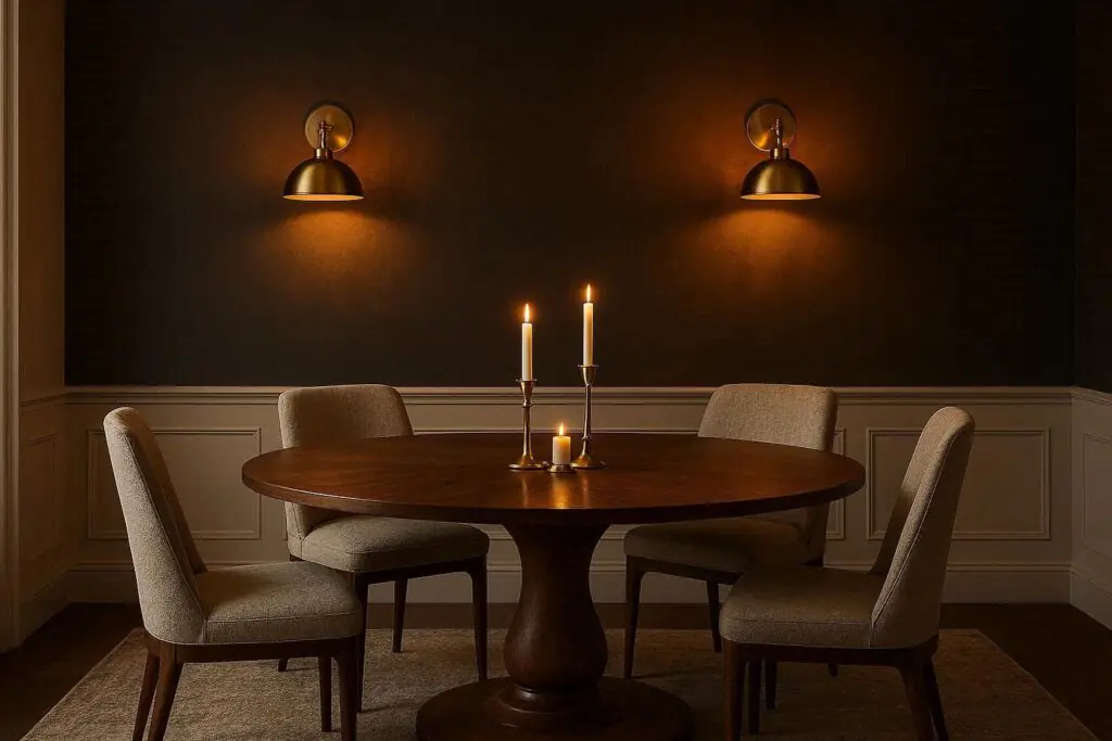 wall sconces dining room wall decor ideas with brass sconces on dark accent wall