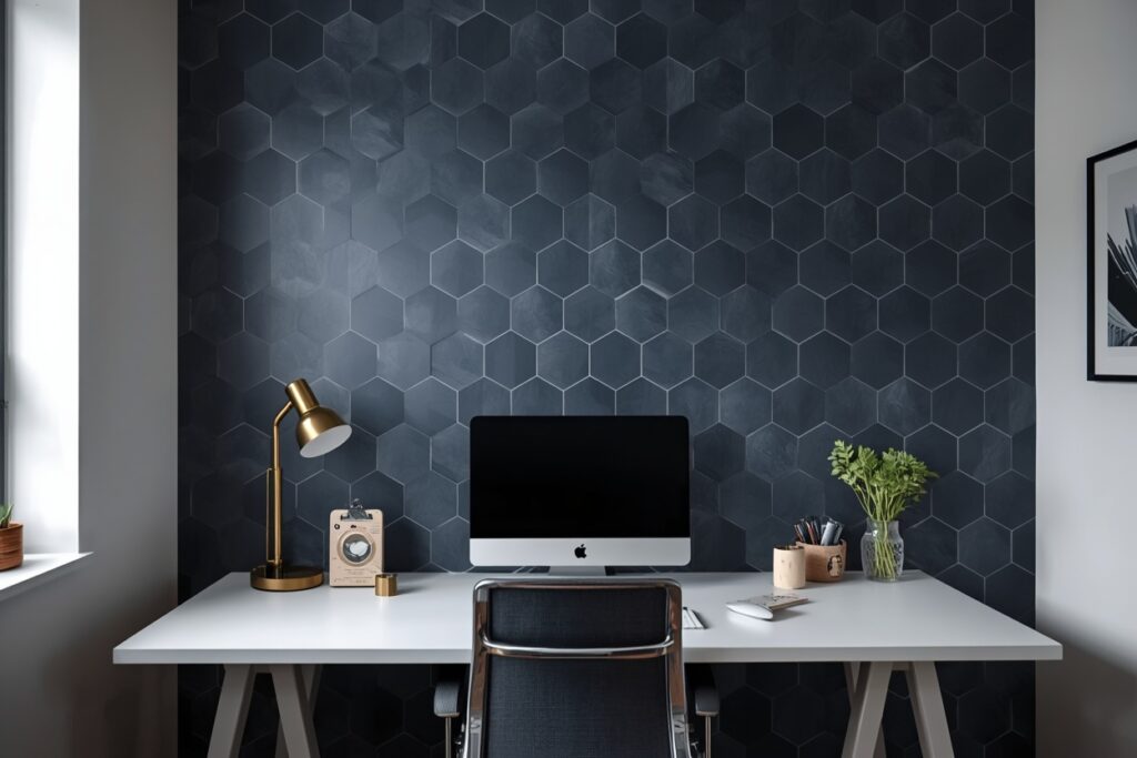Removable accent wallpaper dorm room decorating idea for guys 2026 — geometric pattern wall