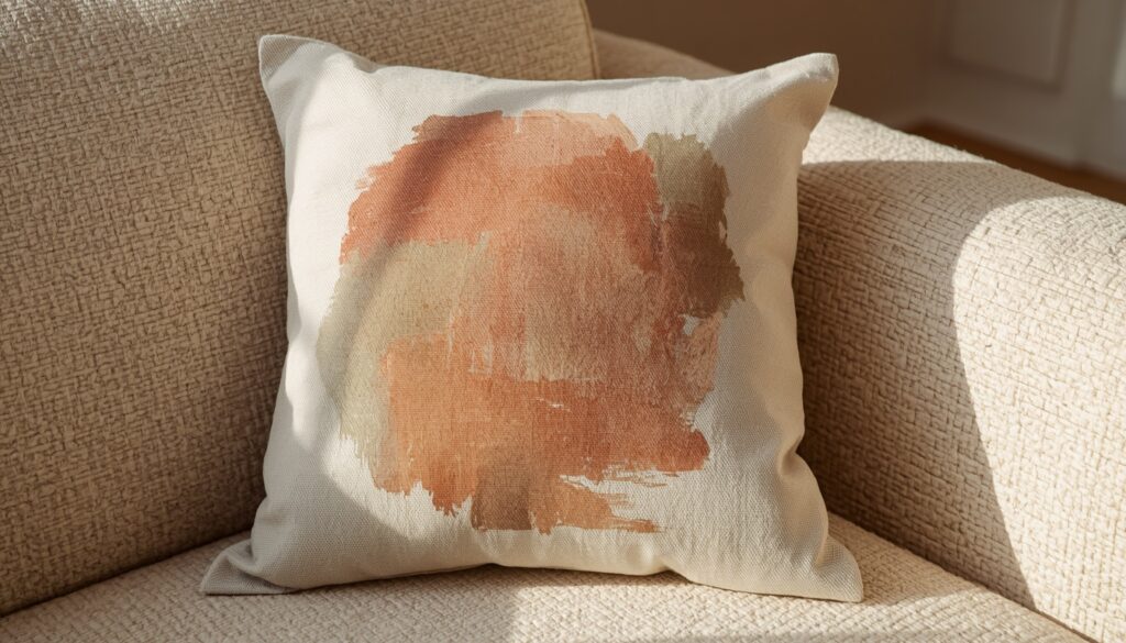 earthy living room decor 2026 hand-painted linen pillow DIY