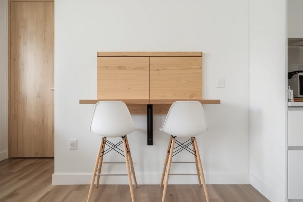 fold down wall table furnished apartment kitchen 2026 murphy drop-leaf dining surface