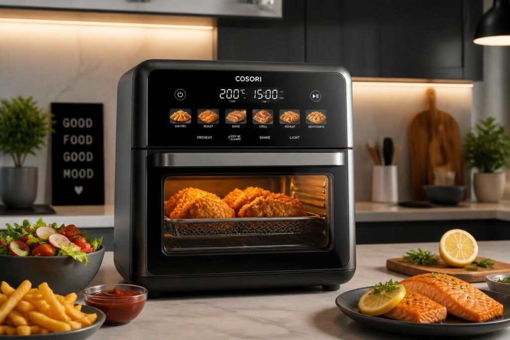 best smart air fryer furnished apartment 2026 touchscreen model on kitchen counter