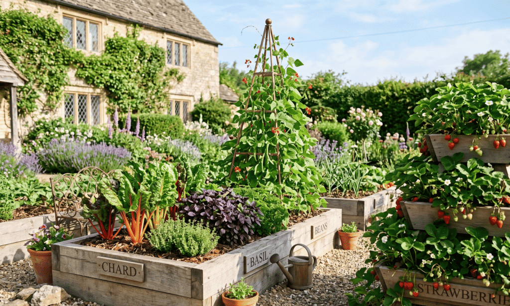 edible kitchen garden as decorative garden decor idea 2026