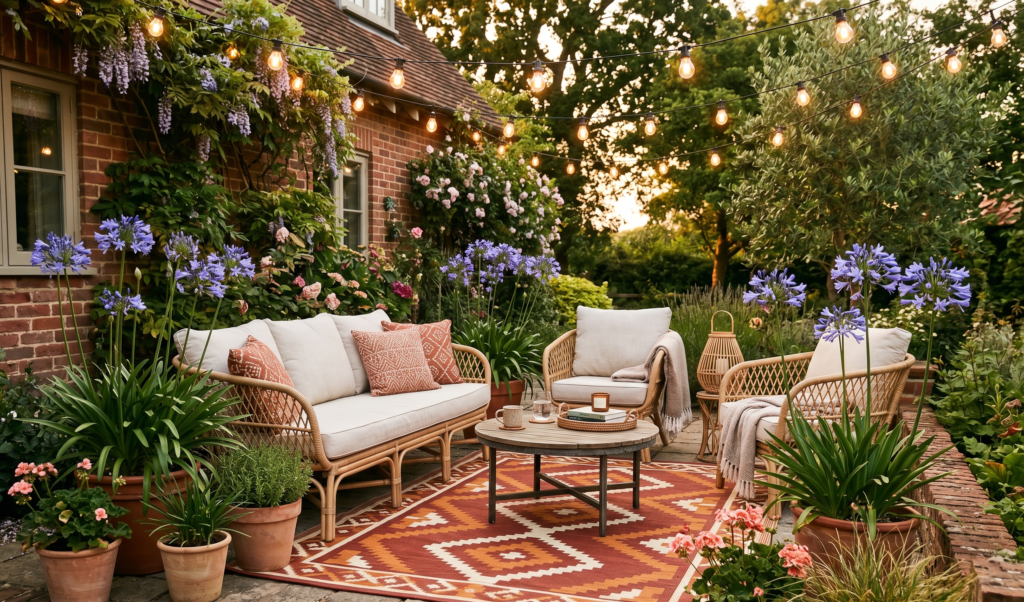 weather-resistant outdoor rug patio garden decor ideas 2026