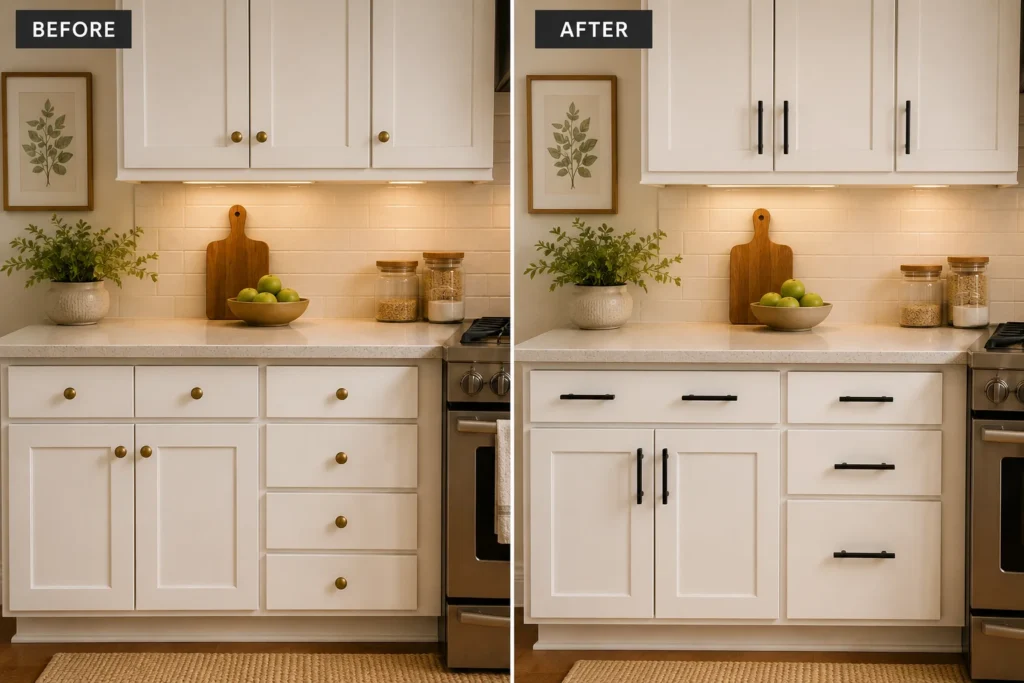 cabinet hardware swap kitchen decor for furnished apartment matte black bar pulls