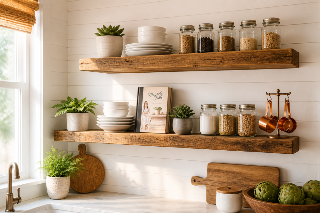 vintage kitchen gallery wall decor ideas with botanical prints, French culinary art, and gold frames
