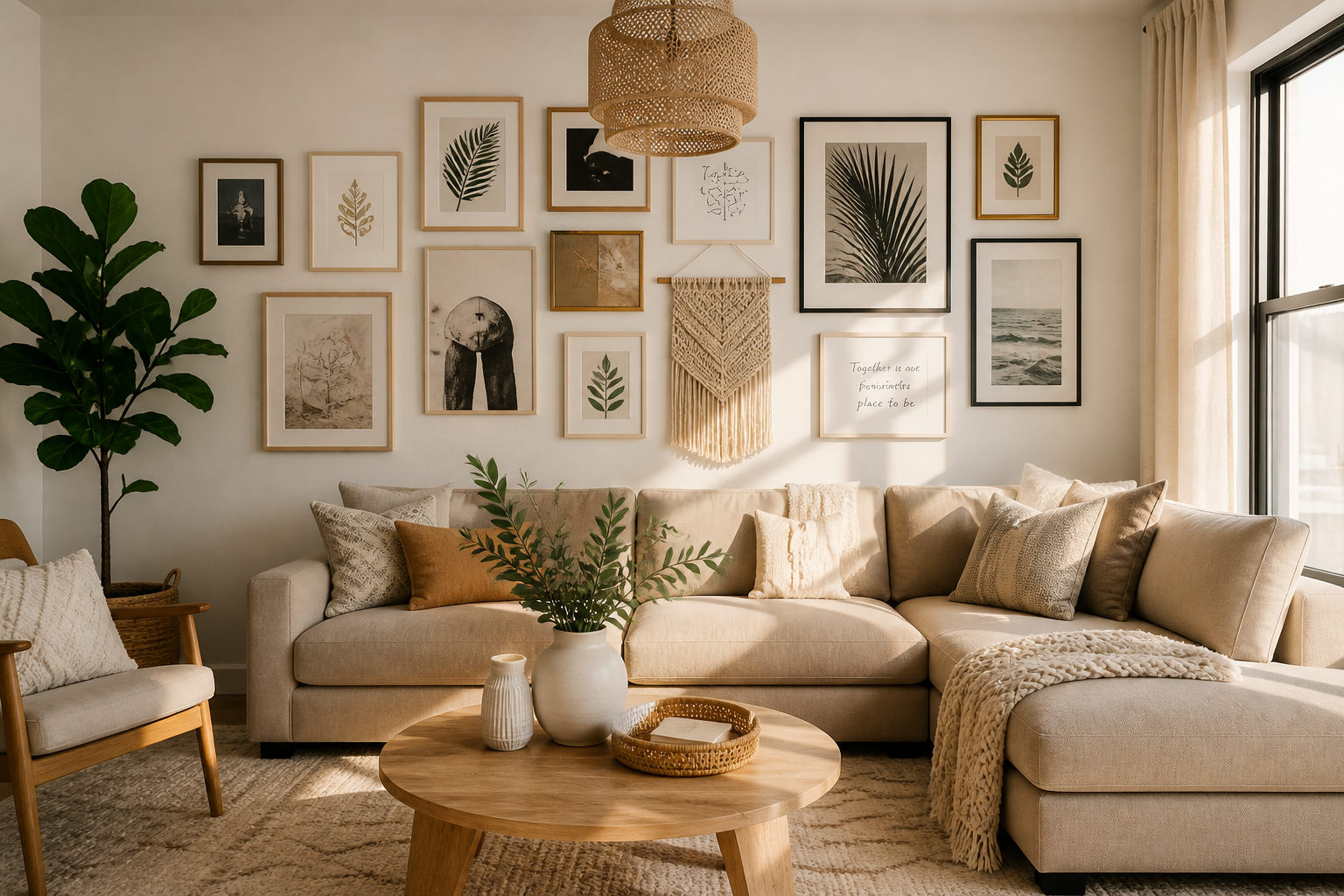 stunning living room wall decor ideas with gallery wall and modern art display