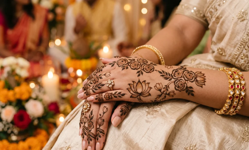 Floral mehndi design roses lotus 2026