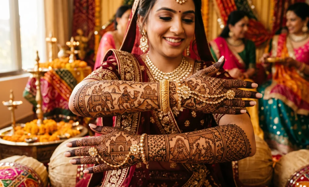 Rajasthani mehndi design full arm 2026