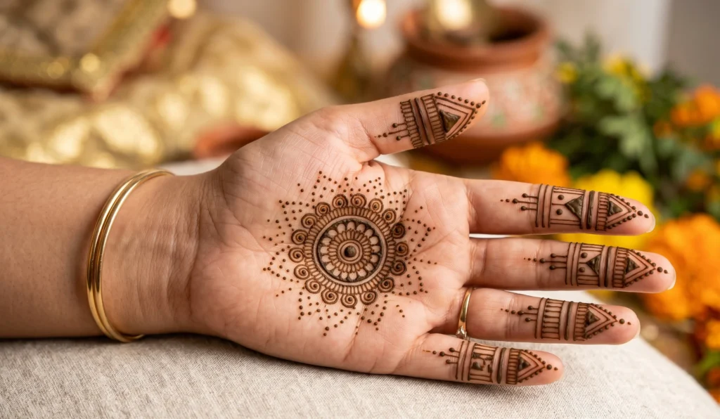 Front hand simple mehndi design 2026