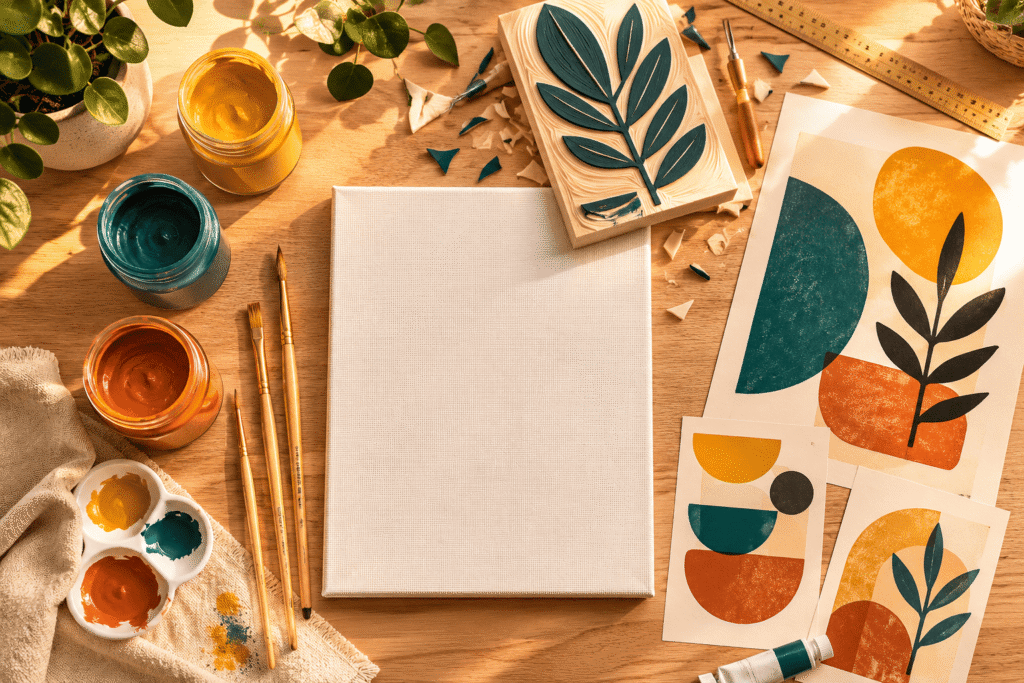DIY mid century modern wall art supplies and materials for home projects