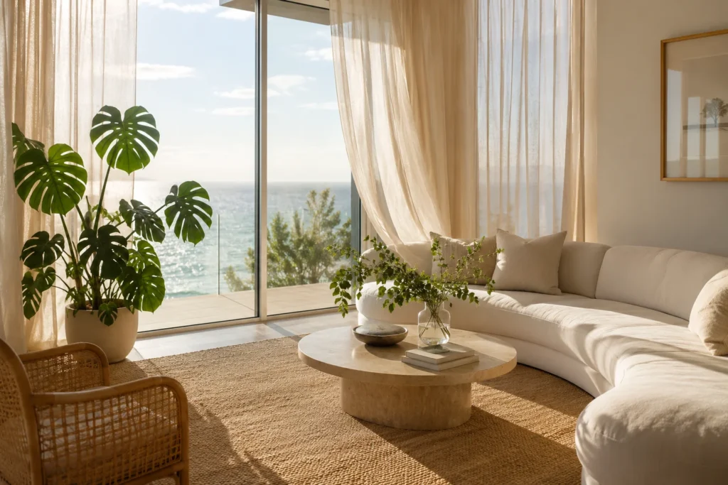 Sheer linen curtains summer living room 2026 – airy bright window styling