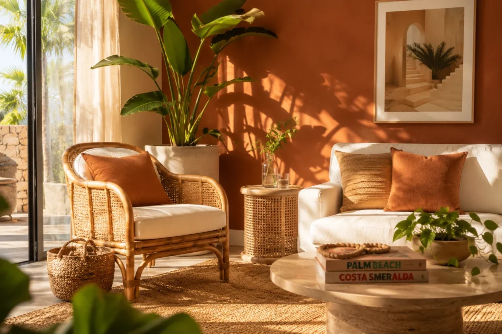 Rattan furniture summer living room ideas 2026 – cane and wicker decor